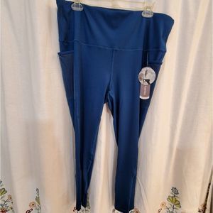 Daisy Fuentes pocket teal workout athletic active yoga leggings plus size 2X new